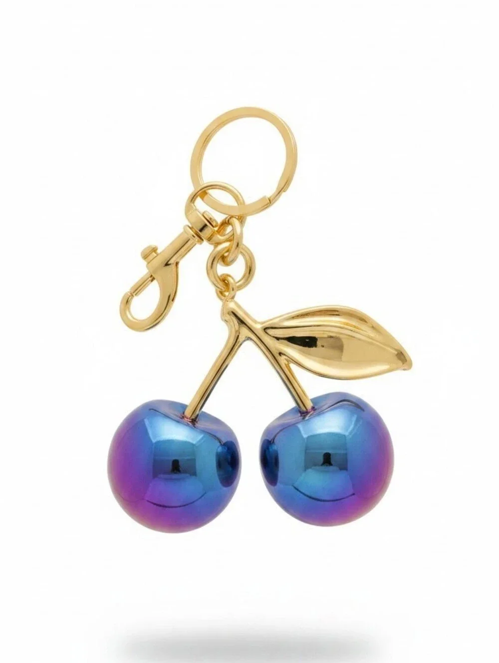 Sassified Boutique Nwt Gold Cherry Keychain with Iridescent Charms